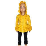 Girls Mustard Yellow Ruffle Hoodie Zipper Jacket Camp School