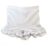 AnnLoren Girls White Knit Ruffle Shorts  Summer Camp Clothing