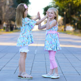 AnnLoren Girls Unicorns Rainbow Dress & Pink Swirl Leggings Outfit
