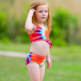 AL Limited Girls 2 piece Tie Dye Tankini Swimsuit Swirl Rainbow