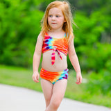 AL Limited Girls 2 piece Tie Dye Tankini Swimsuit Swirl Rainbow