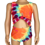 AL Limited Girls 2 piece Tie Dye Tankini Swimsuit Swirl Rainbow