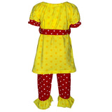 Big Girls Back to School Apple Yellow 2 piece Set Outfit sz 8
