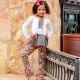 AnnLoren Girls Vintage Floral Polka Dots Tunic & Ruffle Pant Clothing Set