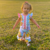 Boutique Pastel Tie Dye Baby Girls Easter Romper Onesie Toddler Jumpsuit
