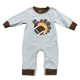 Boys Long Sleeve Football Thanksgiving Turkey Baby Toddler Romper