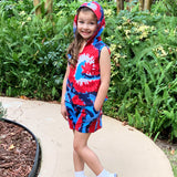 AnnLoren Girls Boys Red White & Blue Tie Dye Hoodie Tank and Shorts Set 4th of July