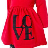 Girls Valentine's Day LOVE Red Long Sleeve Tunic Leggings & Scarf Clothing Set