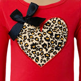 Girls Valentine's Day Leopard Heart Long Sleeve Tunic & Ruffle Pants Set