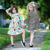 AnnLoren Little & Big Girls Long Sleeve Leopard Rose Fall Floral Dress Boutique