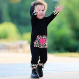 AnnLoren Girls Long Sleeve Leopard Heart Baby Toddler Romper Hoodie One Piece