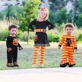 AnnLoren Baby Girls Halloween Sweet Black Cat Orange Cotton Romper