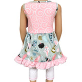 AnnLoren Girls Seashells & Swirls Dress & White Capri Leggings Boutique Set
