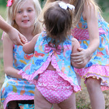AnnLoren Baby & Toddler Girls Pink Polka Dot Knit Ruffled Butt Bloomer Diaper Cover