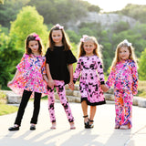 AnnLoren Girls Pink, Orange & Purple Tie Dye Ruffle Hoodie 2 Pc Fashion Track Suit