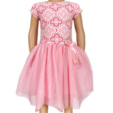 AnnLoren Girls Dress Pink Tulle & Pink Arabesque Party Dress