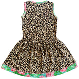 AnnLoren Little & Big Girls Spring Leopard Rose Floral Sleeveless Boutique Dress