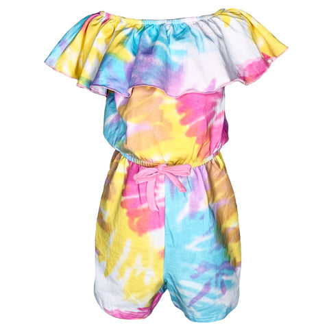AnnLoren Girls Pastel Tie Dye Shorts Easter Jumpsuit One Piece Outfit