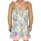 AnnLoren Little & Big Girls Jumpsuit Magical Unicorn Rainbows Spring Romper