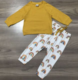 Unisex Rainbow Joggers and Mustard Shirt Baby/Toddler