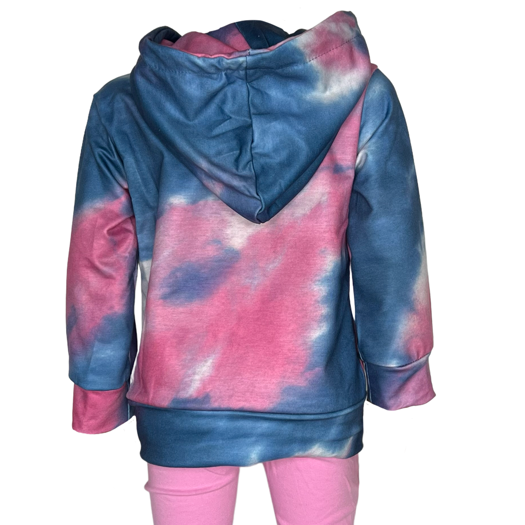 Girls Blue & Pink Pull over Tie Dye Hoodie Sweatshirt Jacket AnnLoren