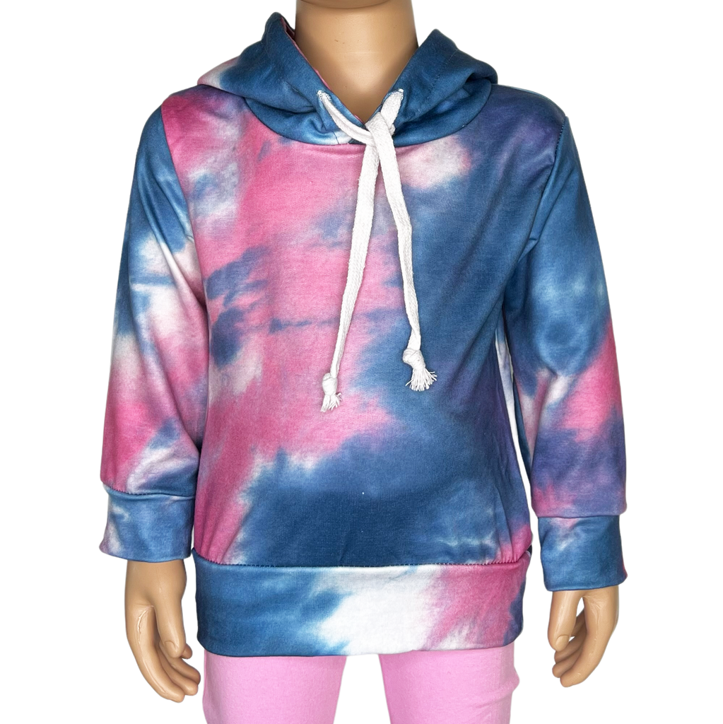 Girls Blue Pink Pull over Tie Dye Hoodie Sweatshirt Jacket AnnLoren