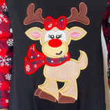 Baby Girls Christmas Plaid Reindeer Snowflakes Holiday Romper