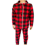Unisex Red & Black Plaid  2 piece Pajamas