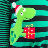 Baby Boys Dinosaur Christmas Striped Holiday Cotton Romper