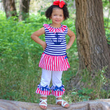 AnnLoren Girls Boutique Patriotic Sailor Outfit Tunic and Capri Leggings