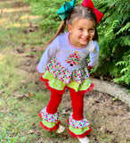 AnnLoren Girls Boutique Polka Dot & Swirl Christmas Tree Clothing Set