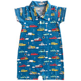 AnnLoren Automobile Cars Trucks Spring Collar Baby Boys Romper Toddler Jumpsuit