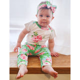 AnnLoren Baby Girls Layette Floral Onesie Pants Headband 3pc Gift Set Clothing