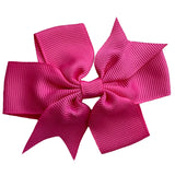 Set of 3- Hot Pink 4" Ribbon Bow Clips