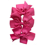 Set of 3- Hot Pink 4" Ribbon Bow Clips
