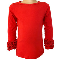 HILEELANG Big Girl Long Sleeve Shirts Christmas Ruffle Red Unicorn