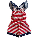 AnnLoren Little Big Girls Jumpsuit Stars & Stripes 4th of July Heart Summer Boutique Clothing