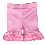 AnnLoren Little/Big Girls Pink Stretch Cotton Knit Ruffled Shorts