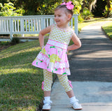 AnnLoren Big Little Girls Toddler Spring Bouquet Floral Dress Polka Dot Leggings Boutique