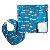 AnnLoren Baby Toddler Boy Cars Trucks Blanket & Bib Gift Set 2 pc Knit Cotton