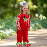 AnnLoren Baby Girls Boutique Red Green Christmas Tree Rudolph Reindeer Holiday Romper
