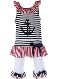 AnnLoren Girls Boutique Patriotic Sailor Outfit Tunic and Capri Leggings