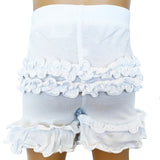 AnnLoren Baby Girls White Ruffle Butt Shorts 6/12 mo-2/3T