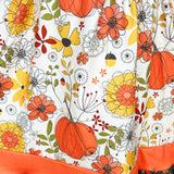 Girls Autumn Pumpkin Floral Cotton Knit Fall Long Sleeve Dress