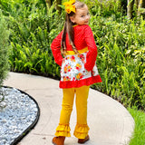 Boutique Girls Boutique Fall Floral Eyelet Tunic & Mustard Ruffle Pants Set