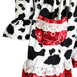 AL Limited Girls Boutique Cowgirl Cow print Lace Bandana Rodeo Party Dress