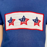 Boys 4th of July American Flag Blue T shirt & Red Striped Shorts