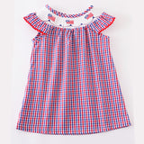 Girls 4th of July Patriotic Flags Stripes with Stars Swing Dress