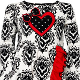 AnnLoren Girls Winter Damask Valentine's Heart Holiday Dress Tunic & Leggings Set