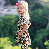 AnnLoren Little & Big Girls 3/4 Angel Sleeve Leopard Cotton Knit Ruffle Shirt